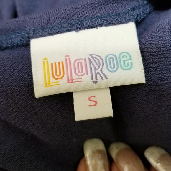 NWT's - LulaRoe Cardigan KIMONO Shirley Navy Blue Color Water Fall Front Size S - Picture 5 of 8